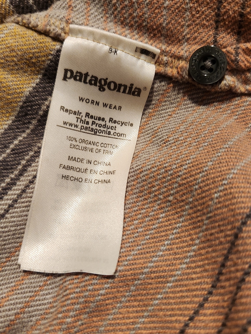 Patagonia Fjord Flannel Shirt Blanket Stripe Peach Pink Tan Cotton Women's 4 - Picture 6 of 9